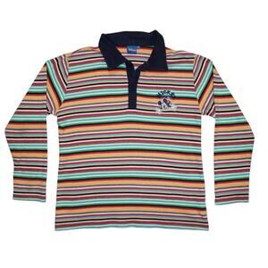 Vintage Disney Mickey Mouse Striped Long Sleeve Rugby Shirt  (Fits Kids M/L)